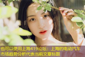 上海的电动汽车市场趋势分析